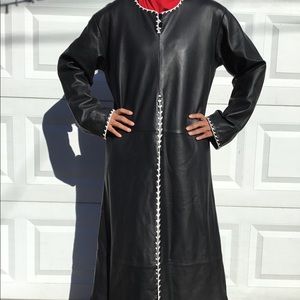 Dk Navy Blue Faux Leather Maxi Dress w/ White Trim